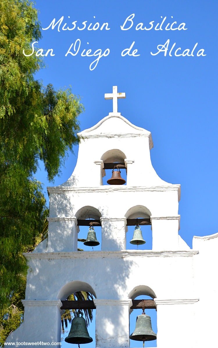 Front of bell tower at Mission Basilica San Diego de Alcala
