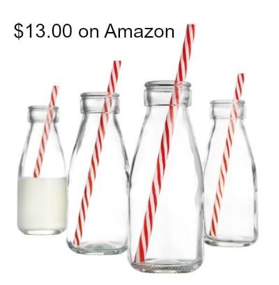 Glass Milk Bottle Jugs with Straws