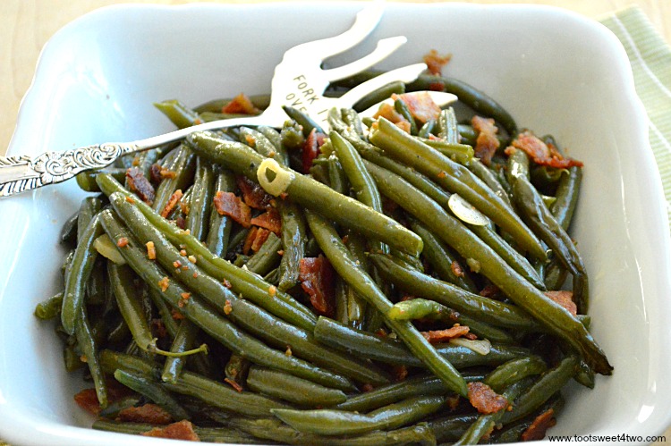 Leftover Holiday Green Bean made extra delicious with bacon and garlic!