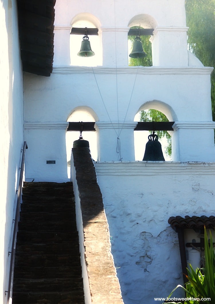 Stairway to bell tower at Mission San Diego de Alcala