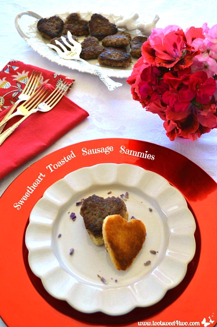 One little Sweetheart Toasted Sausage Sammies with Sweetheart Maple and Sage Sausage Patties