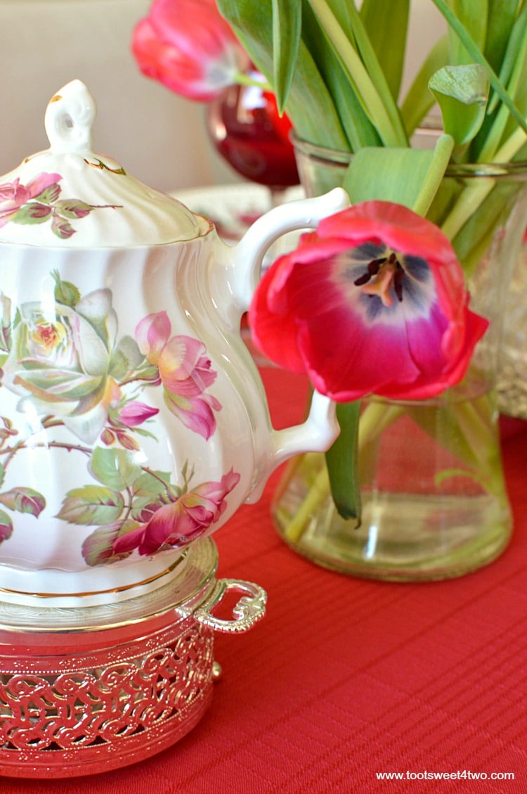 Teapot and Tulips - A Valentine's Day Tea Party Tablescape