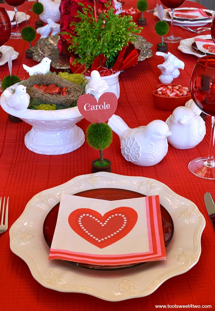 Valentine's Day tablescape close-up