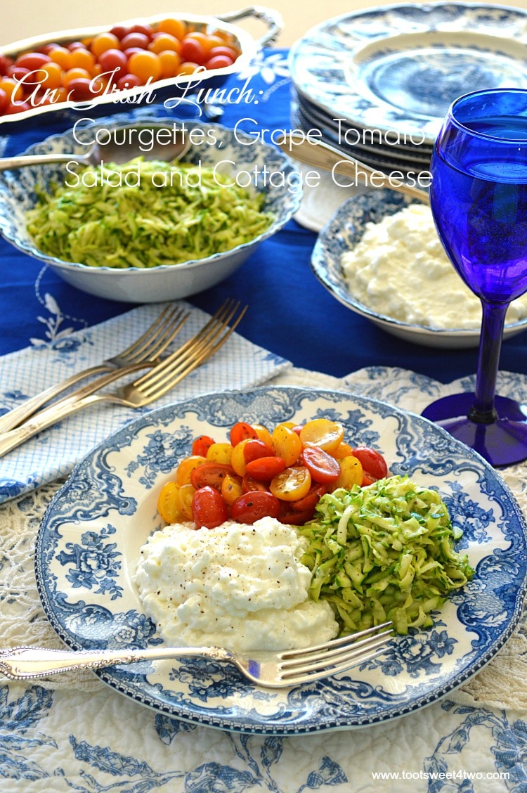 An Irish Lunch of Courgettes, Grape Tomato Salad and Cottage Cheese