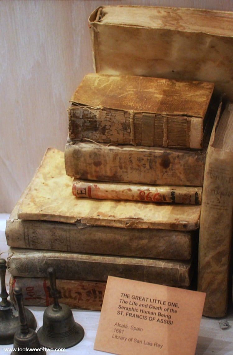 Books and bells on display at Mission San Luis Rey de Francia Museum