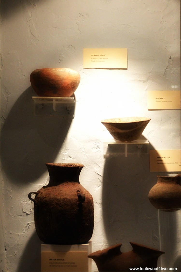 Pottery on display at Mission San Luis Rey Museum