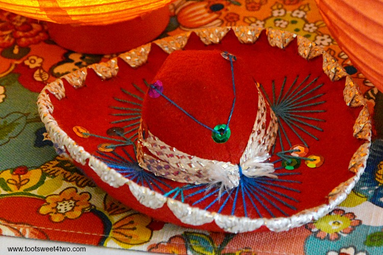 Miniature Red Mariachi Sombrero for Decorating the Table for a Cinco de Mayo Celebration