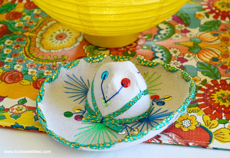 Miniature White Mariachi Sombrero for Decorating the Table for a Cinco de Mayo Celebration