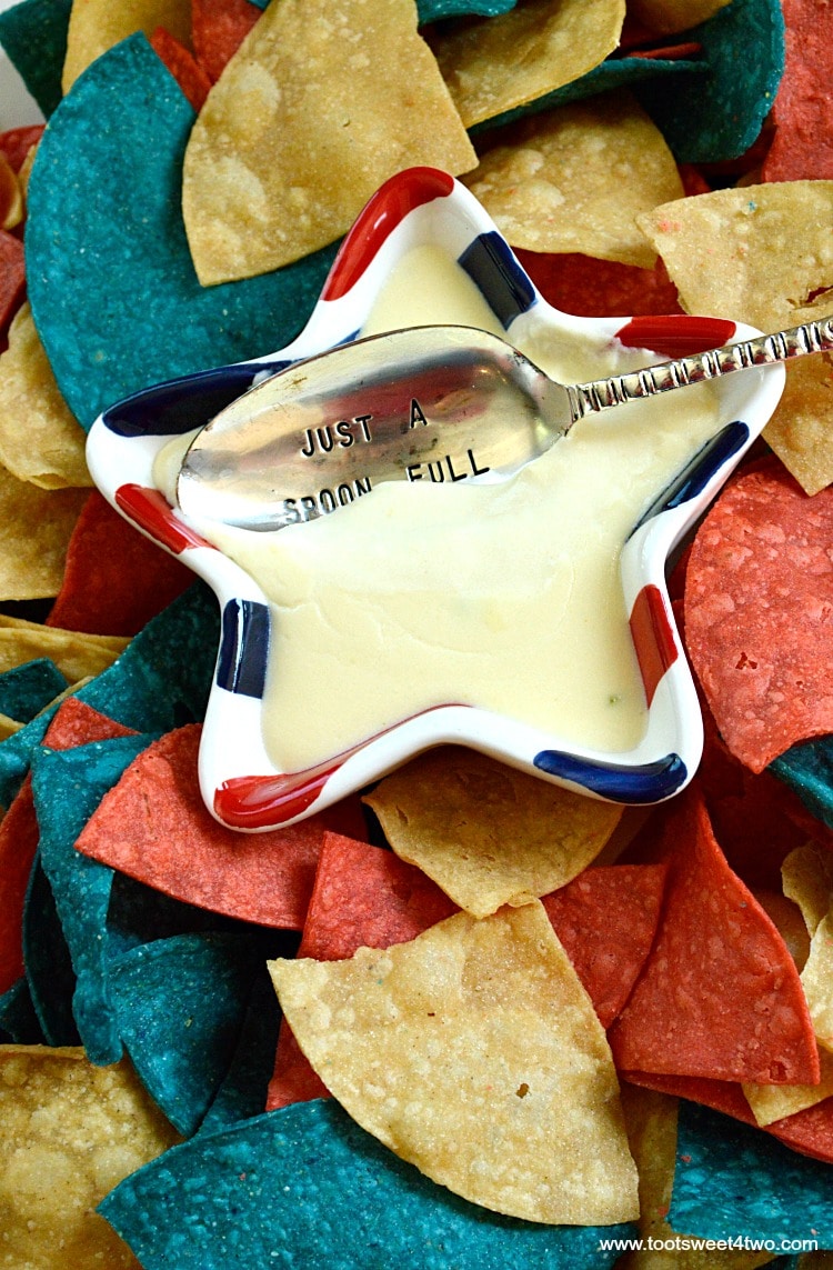 Creamy and delicious, with just a hint of heat from jarred jalapenos, Firecracker Jalapeno White Sauce is a homemade recipe that replicates the dipping sauce served with chips in Mexican restaurants. | www.tootsweet4two.com