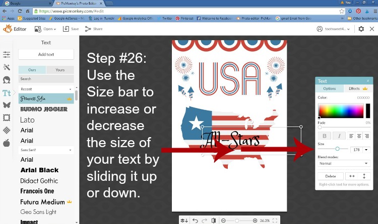 Step 26 - Increase Text Size
