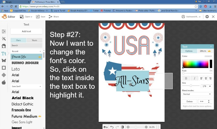 Step 27 - Click to Highlight Font