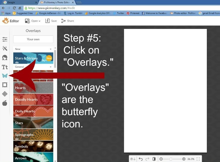Step 5 - Click on Overlays