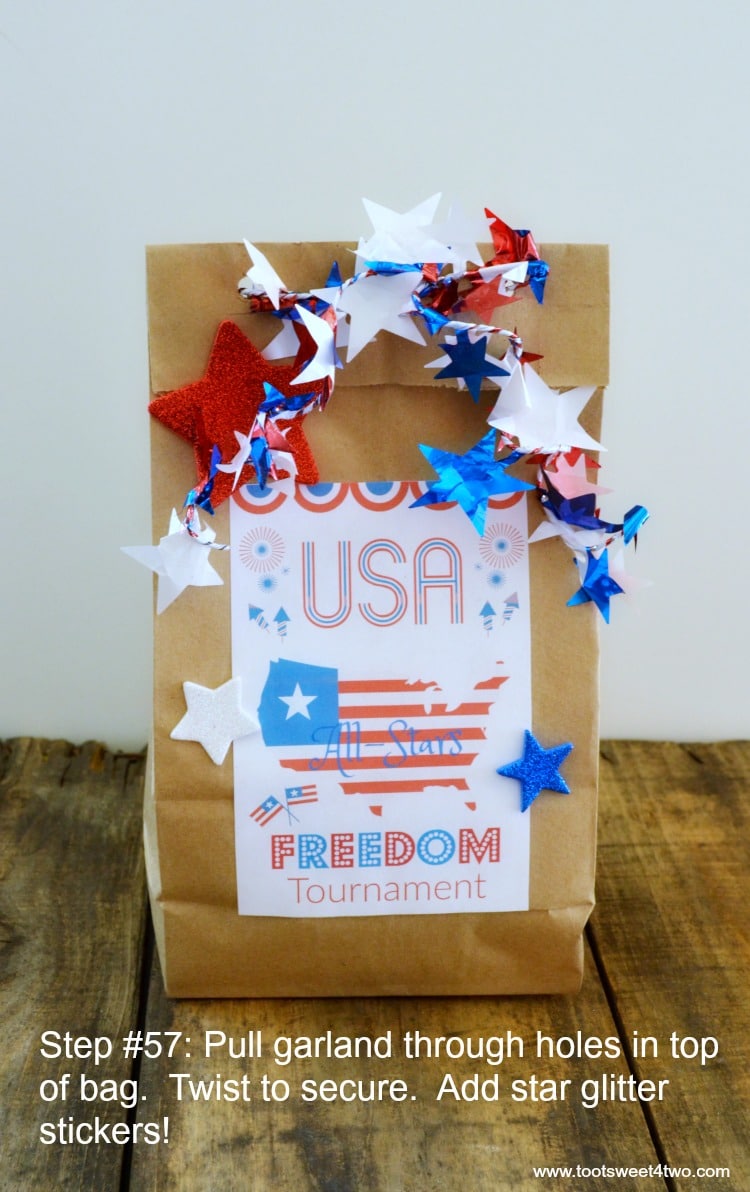 Here's a tutorial for a cute DIY idea for treat bags made from things you might already have on hand! These Patriotic Treat Bags are made from brown paper lunch bags and include step-by-step instructions on how to make the label plus a FREE printable! Perfect for a birthday party, baby shower, wedding shower, special event for kids or for holiday parties, these easy-to-make treat bags are sure to be a hit! | www.tootsweet4two.com