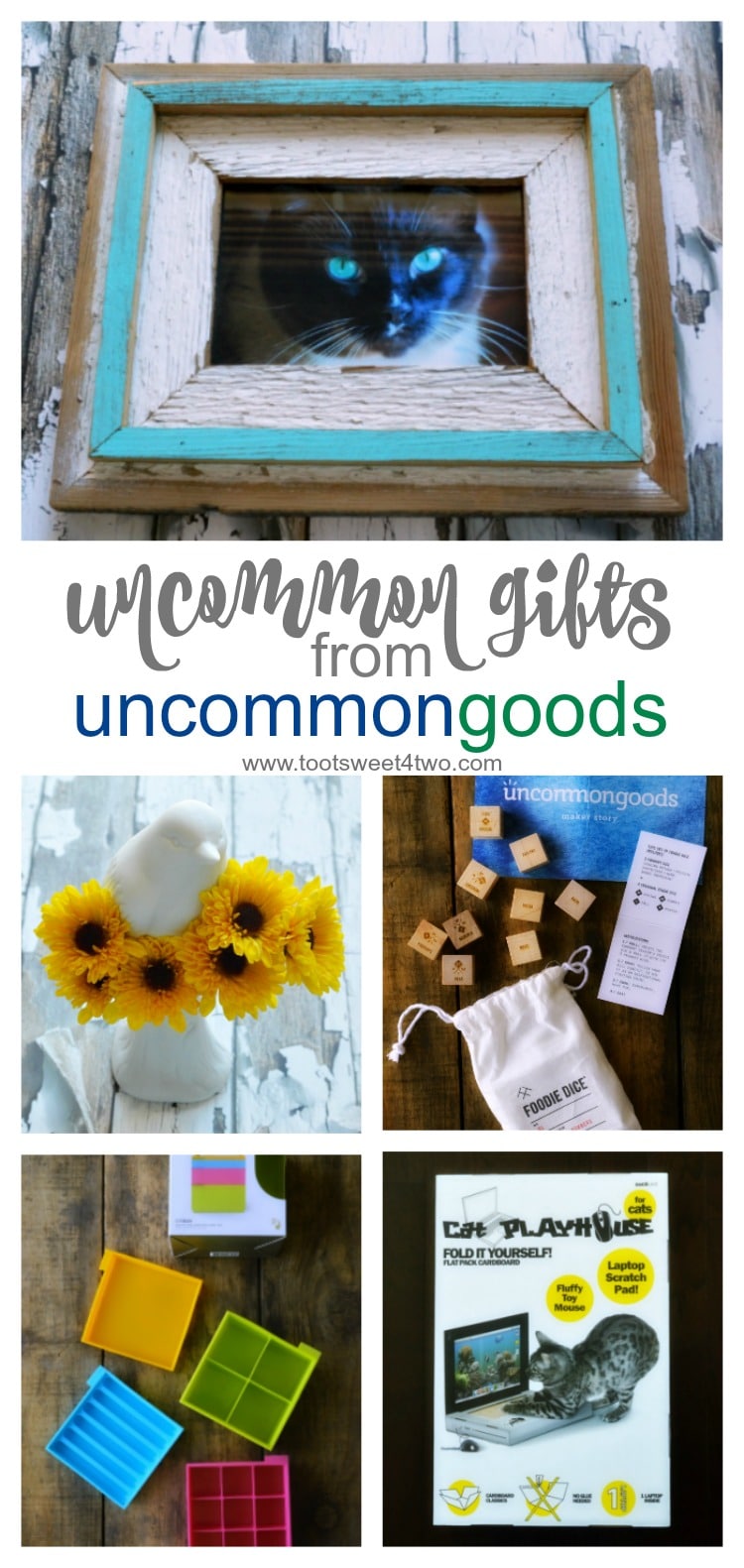 What defines gifts as uncommon goods? Words that come to mind are unique, creative, extraordinary, surprising, exceptional, singular. How do you find the perfect birthday present for the person who has everything? If you are looking for unique gifts, unusual gifts or uncommon gifts for a variety of reasons, UncommonGoods is a resource not to miss. Looking for gifts for foodies? Check. Looking for Christmas present ideas for him? Check. Looking for unique corporate holiday gifts or client gifts? Check. Looking for creative gift ideas that make a statement? Check. UncommonGoods is the perfect resource for great gifts ideas solving the age old gift giving dilemma of what gift to get for any and every special occasion. | www.tootsweet4two.com