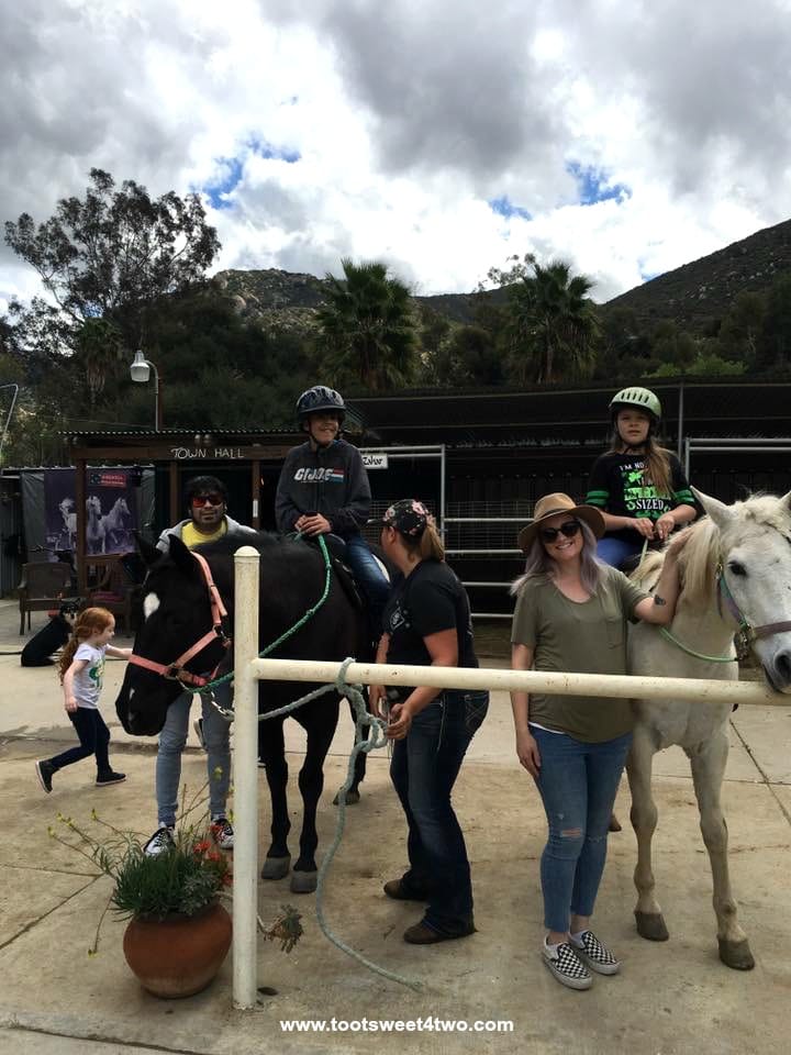 Belle, Albert, Andrew, Nicole, Kaitlyn and horses at Bandy Canyon Ranch