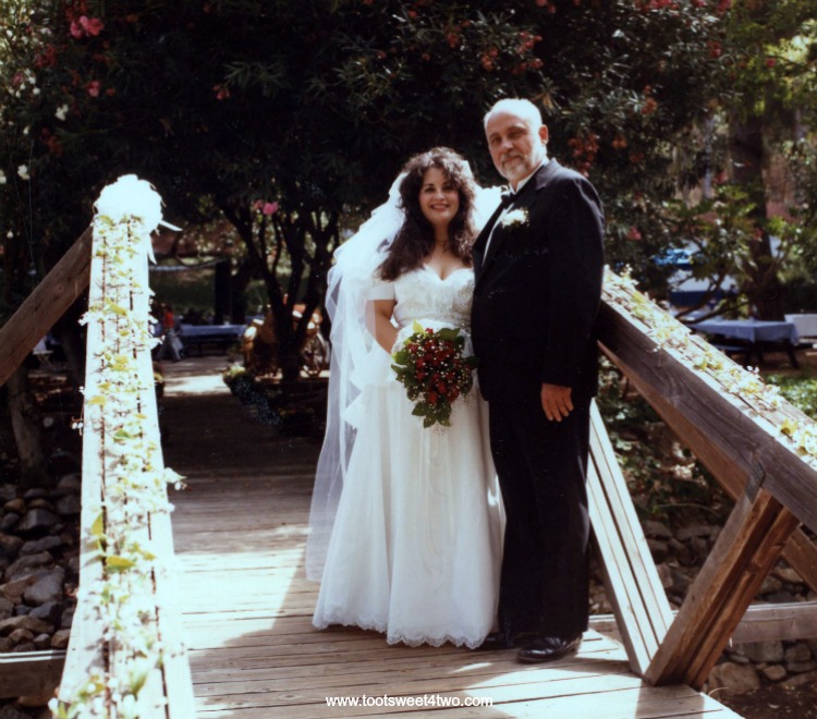 Carole and her father at Bandy Canyon Ranch - Our Wedding 1989