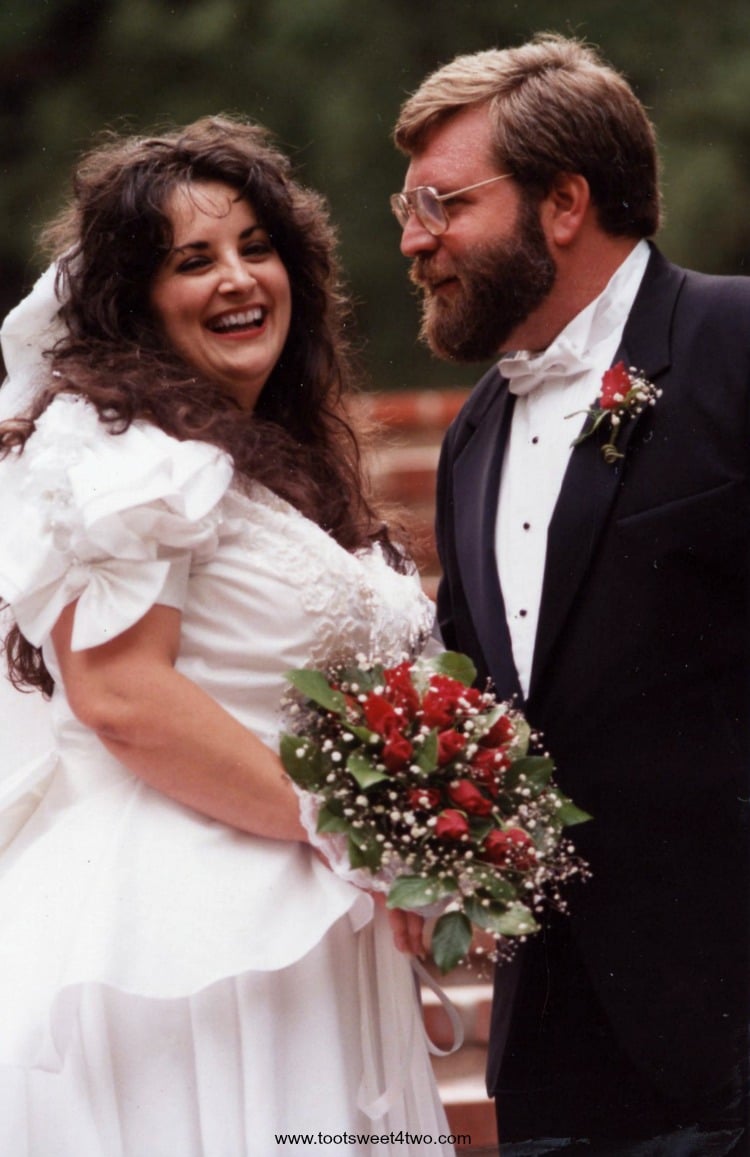 Carole laughing Charlie whispering - Our Wedding 1989