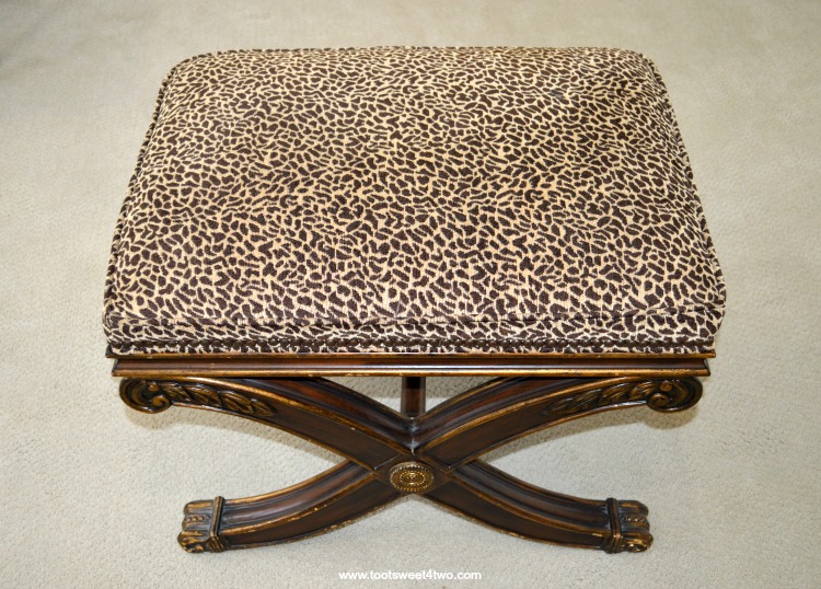 Cheetah fabric print stool in photography home studio