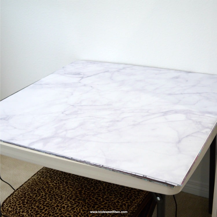 Faux Marble Photography Backdrop on folding table
