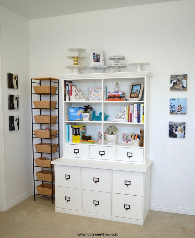 Bookshelf Filing Cabinet in Food Photography Home Studio